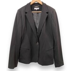 Calvin Klein Blazer Notch Collar Jacket Black Single Breasted Women's Sz 14 NWOT